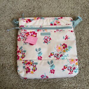 NWT Vera Bradley Lighten Up Slim Crossbody Tossed Posies Pink Water Repellant